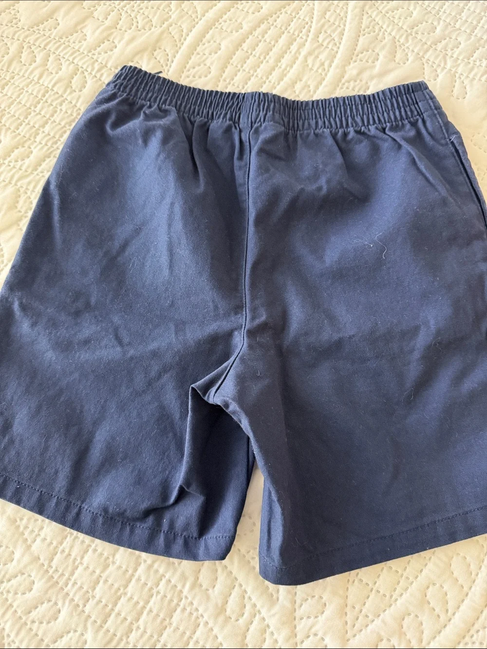 Ralph Lauren Navy Blue Kids Shorts with Red Polo Logo